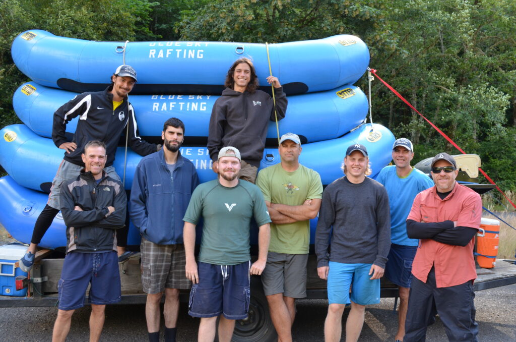 blue sky white water rafting guides